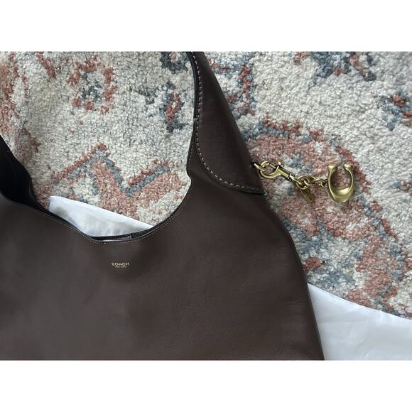 Coach Brooklyn 39 Shoulder Bag Dark Brown With Customized Charm EUC - Picture 10 of 11